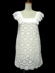 プロポーション ボディドレッシング PROPORTION BODY DRESSING ワンピース チュニック スカラップ カットワーク 刺繍 ノースリーブ 3 白 ホワイト