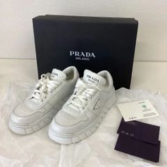 PRADA レザースニーカー 白 定価181500円 6 1/2 25.5cm - メルカリ