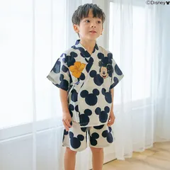 子供服 甚平 ディズニー 男の子 女の子 キッズ ミッキー 浴衣 140cm 130cm 120cm 110cm 100cm キャラクター 綿100% おしゃれ 和服  エフオーキッズ ベビー かわいい 子ども 子供用甚平 幼児 夏祭り 保育園 幼稚園 小学生