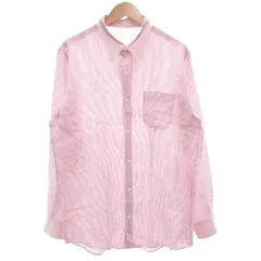 パパス Papas ストライプシャツ 長袖 カジュアル 麻 リネン 50 紫 パープル 白 ホワイト /GV ■GY19