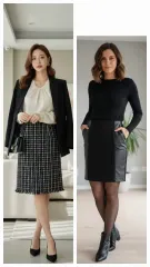 新品2点 25000円 ツイードスカート バイカラーペンシルスカート (66)