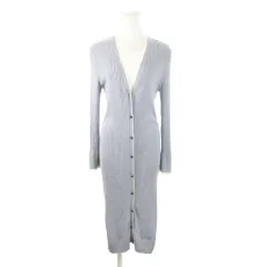 グレースクラス GRACE Class ロングカーディガン リブニット Vネック 長袖 シルク 絹 ライン 36 S 青 ブルー /MN9 ■GY43