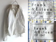 Frank&Eileen フランク&アイリーン BARRY 皺加工 開襟 コットン チェックシャツ XS イエロー ネイビー USA製 ドゥーズィエムクラス取扱