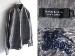 希少 BURBERRY BLACK LABEL バーバリーブラックレーベル ホースロゴ刺繍 コットン ドット柄 BDシャツ 2 グレー 三陽商会