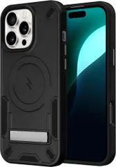 Zizo iPhone 16 MagSafe 対応 ケース カバー 耐衝撃 衝撃吸収 米軍MIL規格 キックスタンド ハイブリッド ポリカーボネイト x TPU TRANSFORM (ブラック / ブラック,  iPhone 16 Pro Max)