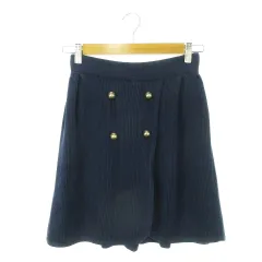 レッド ヴァレンティノ RED VALENTINO リブニットスカート フレア ミニ ウエストゴム ボックスプリーツ 金ボタン 小さいサイズ XS 紺 ネイビー /MN25 ■GY43のサムネイル