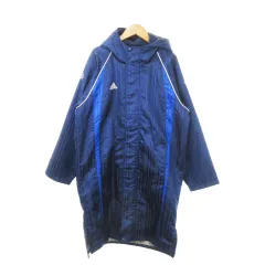 アディダス adidas ベンチコート 中綿 フーディ ジップアップ ロゴ ストライプ サッカー スポーツ 男の子 ボーイズ 160 青 ブルー /MN14 ■GY99