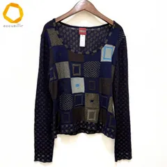 #anc ケンゾー KENZO ニット・セーター XL 紺 ゴールド 茶系 ラメ 柄 ヴィンテージ 大きいサイズ レディース [969809]のサムネイル