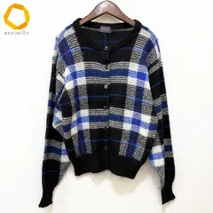 #wnc ケンゾー KENZO カーディガン 黒 白 青 ニット モヘアウール チェック ヴィンテージ レディース [969826]のサムネイル