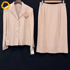 #anc レリアン Leilian スカートスーツ 13+ ピンク系 シルク混 薄手 コサージュ付き 大きいサイズ タグ付き 美品 レディース [977039]