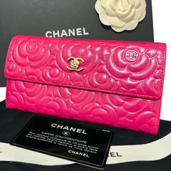シャネル✨カメリア✨フラップ ピンク no5 ステッチ 長財布 152 - メルカリ