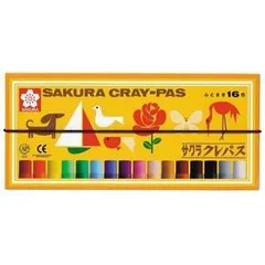（まとめ） サクラクレパス クレパス太巻 16色（各色1本） バンド付き LP16R 1箱 〔×10セット〕