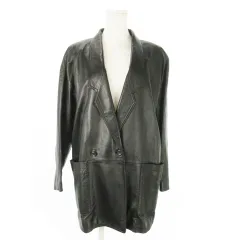 ノーブランド レザージャケット テーラード ダブル ラムレザー 羊革 F 黒 ブラック /AO14 ■GY18