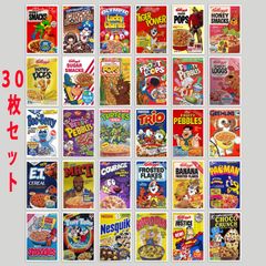 レトロ アメリカン シリアル パッケージ ステッカー 30個セット シール ミニポスター アメキャラ -1