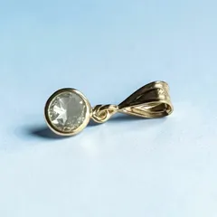 枠留＊アクアマリン5mmのネックレスチャーム【14kgf】