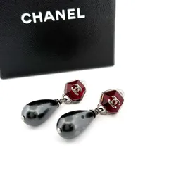 シャネル CHANEL ピアス ココマーク CC フェイクパール メタル 02A ドロップ ブラック 【鑑定済み】正規品