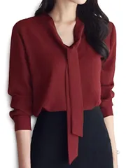 ブラウス レディース ボウタイ ワインレッド M
