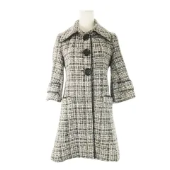 セシルマクビー CECIL McBEE ツイードコート ステンカラー 七分袖 パイピング 黒 ブラック /CK8 ■GY99のサムネイル