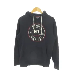 トミーヒルフィガー TOMMY HILFIGER プルパーカー スウェット S 紺 ネイビー 長袖 フード付き ロゴ刺繍 /MN16 ■GY99