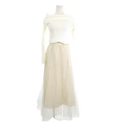 ロイヤルパーティー ROYAL PARTY ワンピース F 白 ホワイト ベージュ オフショルダー 長袖 ニット チュール /MN12 ■GY99