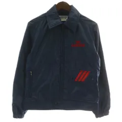 アディダス adidas 80s デサント期 ヴィンテージ 中綿 ジャケット ブルゾン ナイロン ジップアップ ロゴ 刺繍 S 紺 ネイビー 赤 レッド ADS-100 /XZ ■GY01