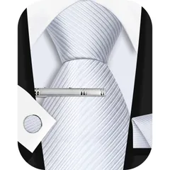 シルク チーフ&タイピン&カフスボタン4点セット冠婚葬祭 メンズ フォーマル シルバー&ブラック 礼服 ビジネス 就活 ネクタイ 入学式 卒業式 忘年会 結婚式 手洗い 幅8.5*150cm 葬式 [OSIITOSU] 葬儀 お通夜葬礼弔事法事 黒ネクタイ