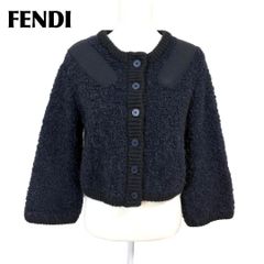 現行タグ美品 FENDI 厚手ウールニットジャケット アルパカ 40 ネイビー 