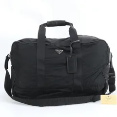 美品 プラダ ギャランティカード付 テスート ナイロン サフィアーノ レザー 三角ロゴ V60S 2WAY ボストン バッグ A4 メンズ REE DO9-3【中古】