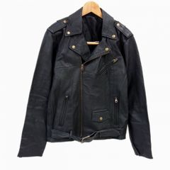 ☆【未使用タグ付き】XL 本革 ダブルライダース 黒 YKK ベルト付