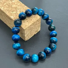 ps183a:ブルータイガーアイ 10mm 16.5cm｜金運・仕事運アップで人気の天然石ブレスレット｜深い青の高発色シャトヤンシーが美しく輝くパワーストーン