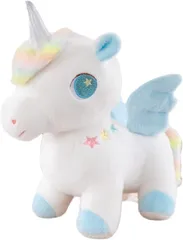 カロモンテ ユニコーン ぬいぐるみ 動物 ふわふわ 抱き枕 かわいい パステルカラー 人形 女の子 子供 誕生日 クリスマス プレゼント ギフト インテリア 飾り (ブルー)