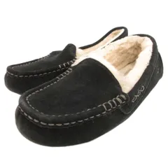 アグ オーストラリア UGG australia ANSLEY アンスレー ローファー モカシン ロゴ スエード 24cm 黒 ブラック /JS ■GY11