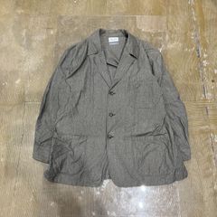 FLAX リネン ジャケット M 千鳥格子 黒 白 グレー テーラード ワーク 
