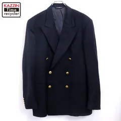 80s vintage RALPH LAUREN 紺ブレ 金ボタン Wフレスト ウール テーラードジャケット メンズ 表記42サイズ
