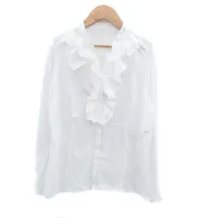 ニューヨーカー NEWYORKER シャツ ブラウス Vネック 長袖 フリル 11R L オフホワイト /HO17