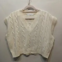 ケーブルニットベスト アイボリー 100 105サイズ 秋冬 62187