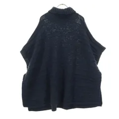 GAP ギャップ ウール混 半袖 タートルネック ニット ポンチョ S ネイビー レディース 古着