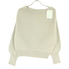 未使用 MERCURYDUO マーキュリーデュオ 長袖 ワイドスクエアネック ニット F ベージュ系 レディース 古着