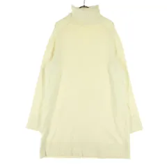 ZARA ザラ 長袖 タートルネック ニット 膝丈ワンピース L ホワイト レディース 古着