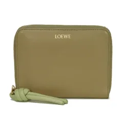 LOEWE ロエベ ノット コンパクト ジップアラウンドウォレット ライムグリーン  バイカラー ラウンドファスナー 札入れ カードケース コインケース ロゴ 箔押し シャイニーナパカーフ クレイグリーン 二つ折り財布 CEM1CWZX01