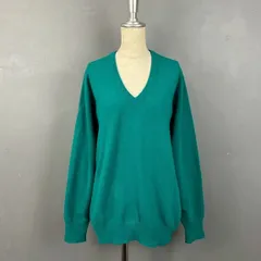 EERDUOSI Cashmere Sweater オルドス 長袖 ニット セーター Vネック カシミヤ カシミア 100% グリーン系 無地 レディース40のサムネイル