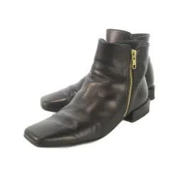 ダイアナ DIANA ブーツ ショート レザー 本革 23.0cm ブロンズカラー ダークブラウン チョコレート スクエアトゥ 62362 /CK12 ■GY18