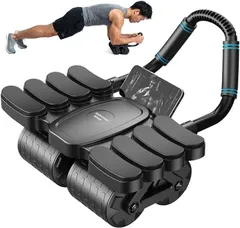 PLEAVIT 腹筋が、もっと身近に四輪 8肘サポート リバウンド 安定 スマホホルダー付き 体幹トレーニング (ブラック)のサムネイル