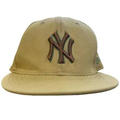 NEW ERA ニューエラ 59FIFTY☆50 7 1/2 NY ロゴ 刺繡 ニューヨーク ヤンキース ベースボールキャップ キャップ 帽子 ブラウン  ヴィンテージ ビンテージ 59.6cm M-14