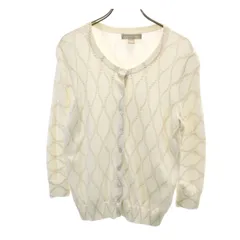 Banana Republic バナナリパブリック 総柄 長袖 ニットカーディガン S オフホワイト レディース 古着