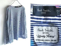 Paul Smith JEANS ポールスミス ジーンズ ロゴワッペン カラフルドットプリント ボーダーカットソー ロンT 長袖Tシャツ L 青 白