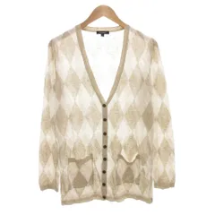 バーバリー ロンドン BURBERRY LONDON カーディガン 麻 リネン 2 ベージュ アーガイル柄 B1N20-128-40 /AE ■GY50