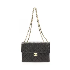 シャネル CHANEL ショルダーバッグ デカマトラッセ30 シングルフラップ ブラック ラムスキン（羊革） デカマトラッセ チェーンショルダー レディース Used A