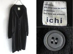 ichi イチ ウール混 ニット ロングカーディガン FREE 黒 ブラック 羽織 コート