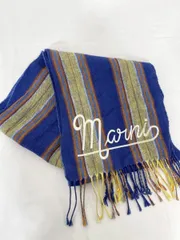 MARNI マルニ ストライプ ジャガード ロゴ刺繍 ストール 青系 ■■◎レディースのサムネイル